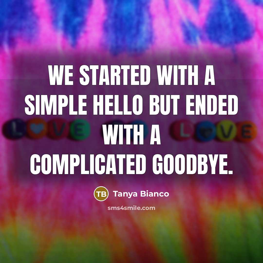 “We started with a simple hello but ended with a complicated goodbye.” quote by Tanya Bianco