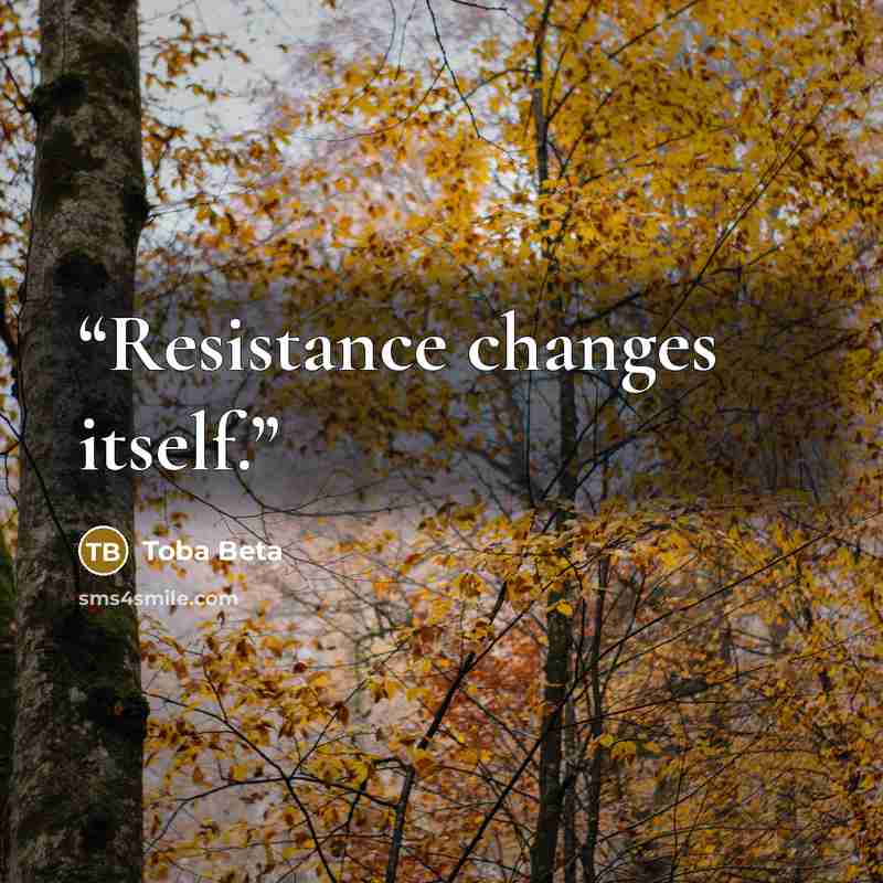 “Resistance changes itself.” quote by Toba Beta