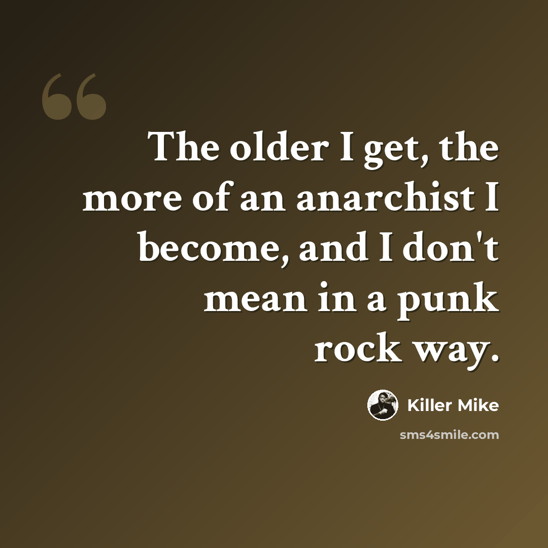 “The older I get, the more of an anarchist I become, and I don't mean in a punk rock way.” quote by Killer Mike