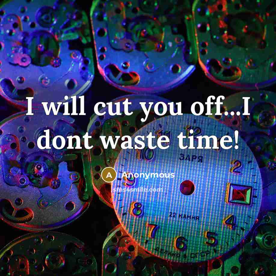 “I will cut you off...I dont waste time!” quote by Anonymous