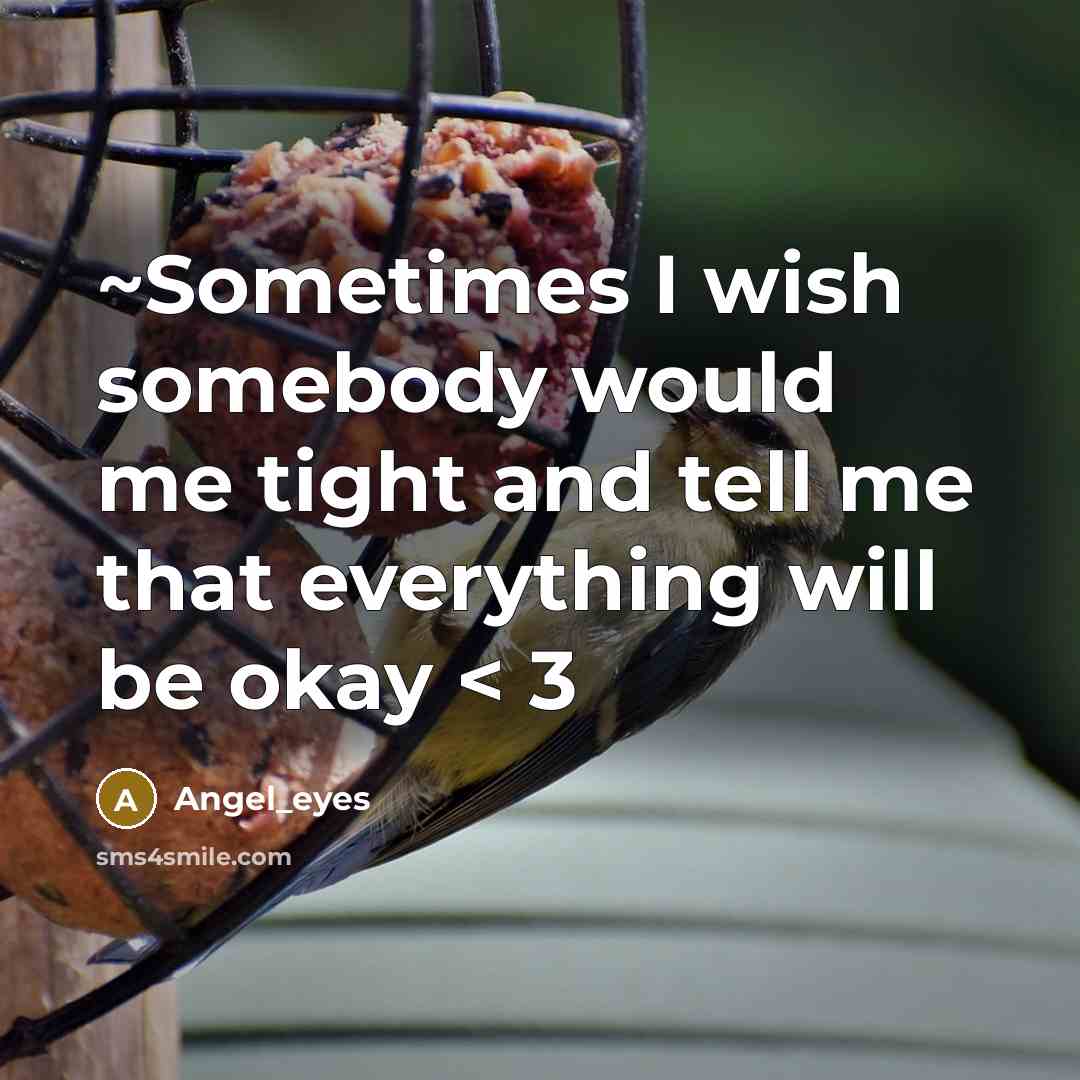 “~Sometimes I wish somebody would me tight and tell me that everything will be okay < 3” quote by Angel_eyes