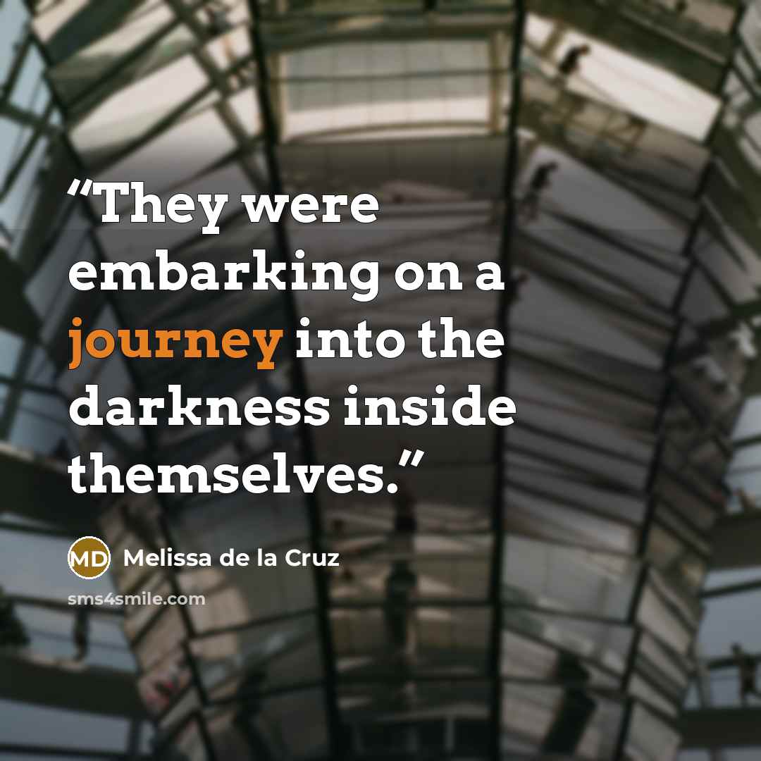 “They were embarking on a journey into the darkness inside themselves.” quote by Melissa de la Cruz