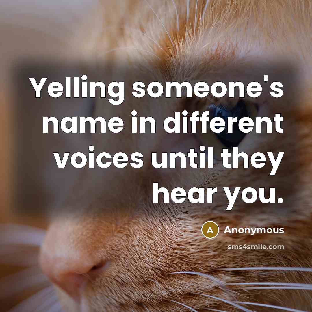 “Yelling someone's name in different voices until they hear you.” quote by Anonymous