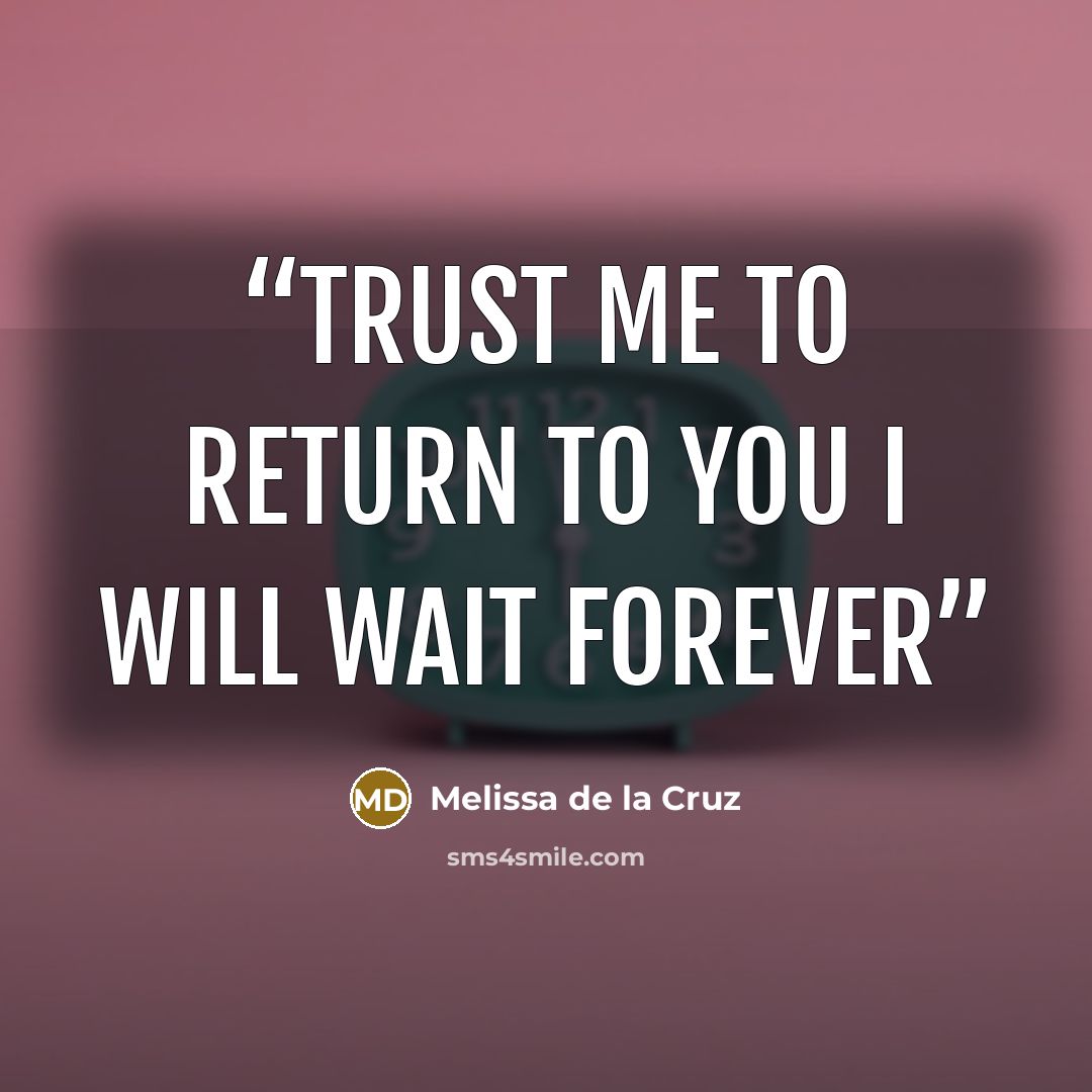 “Trust me to return to you I will wait forever” quote by Melissa de la Cruz