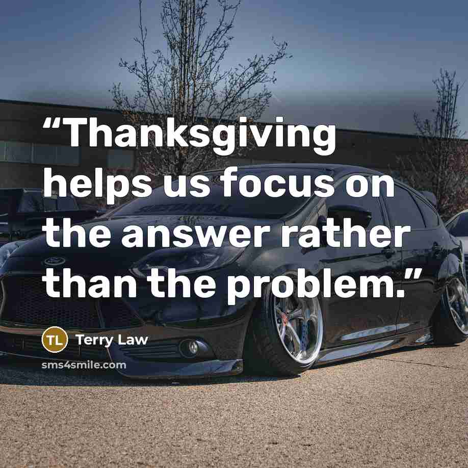“Thanksgiving helps us focus on the answer rather than the problem.” quote by Terry Law