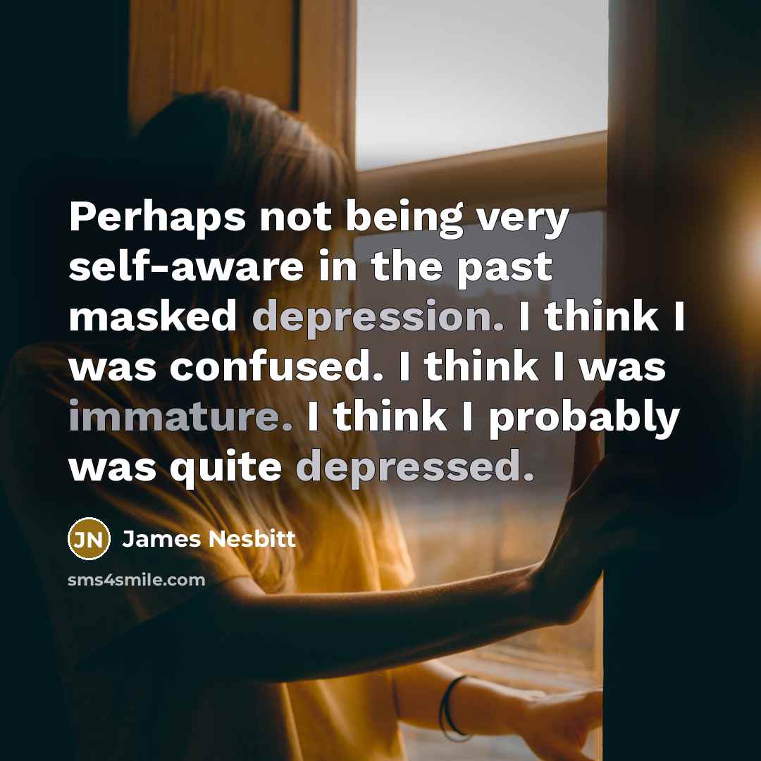 “Perhaps not being very self-aware in the past masked depression. I think I was confused. I think I was immature. I think I probably was quite depressed.” quote by James Nesbitt