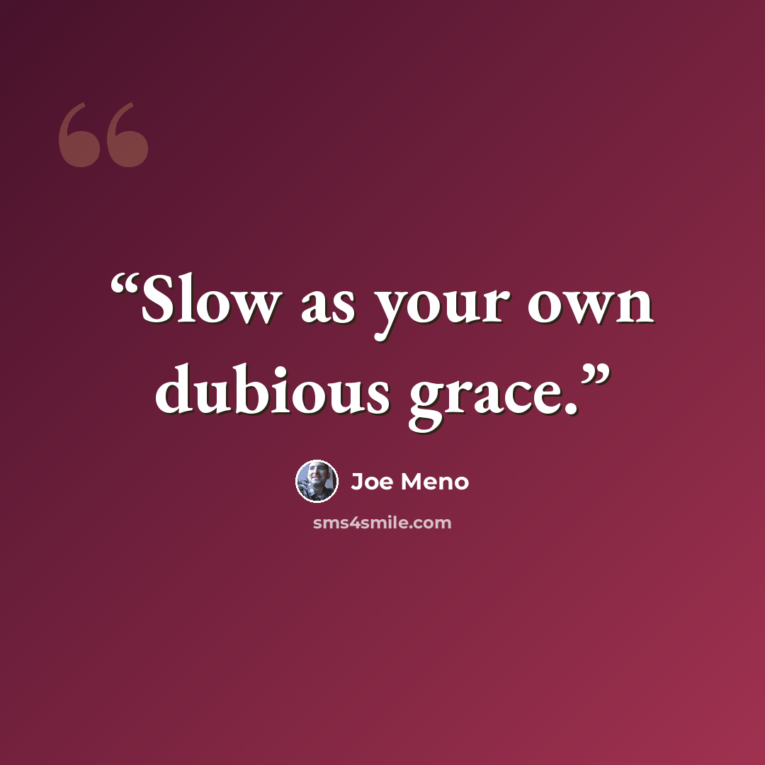 “Slow as your own dubious grace.” quote by Joe Meno