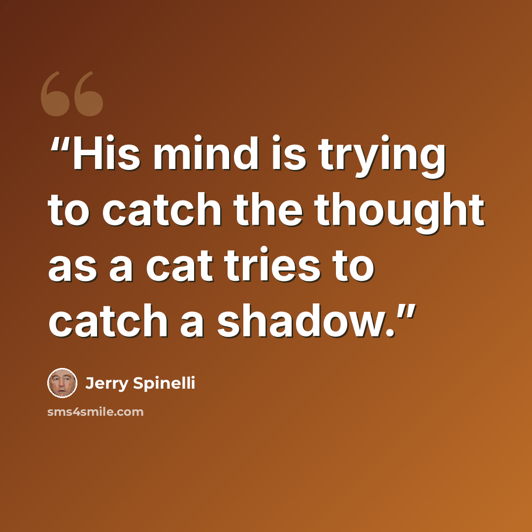 “His mind is trying to catch the thought as a cat tries to catch a shadow.” quote by Jerry Spinelli