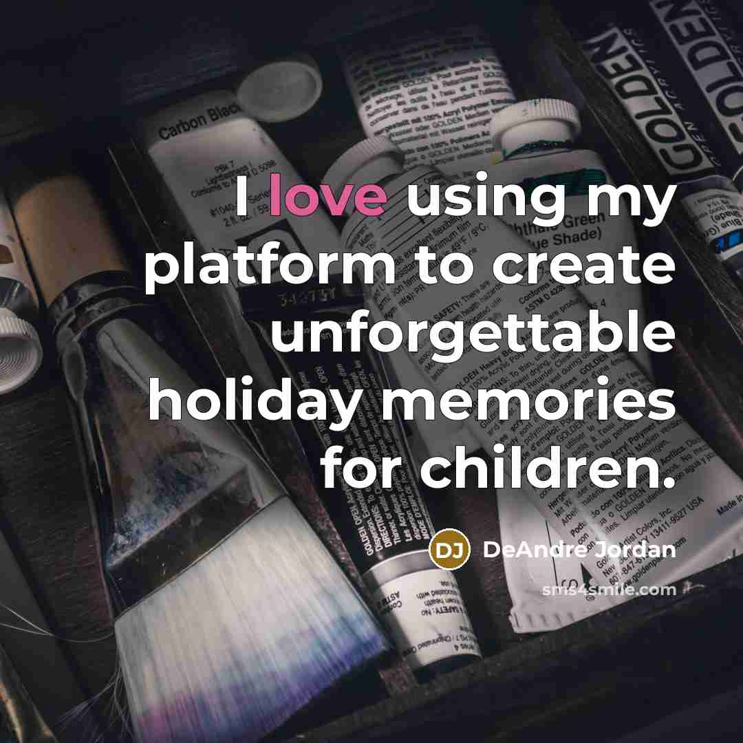 “I love using my platform to create unforgettable holiday memories for children.” quote by DeAndre Jordan