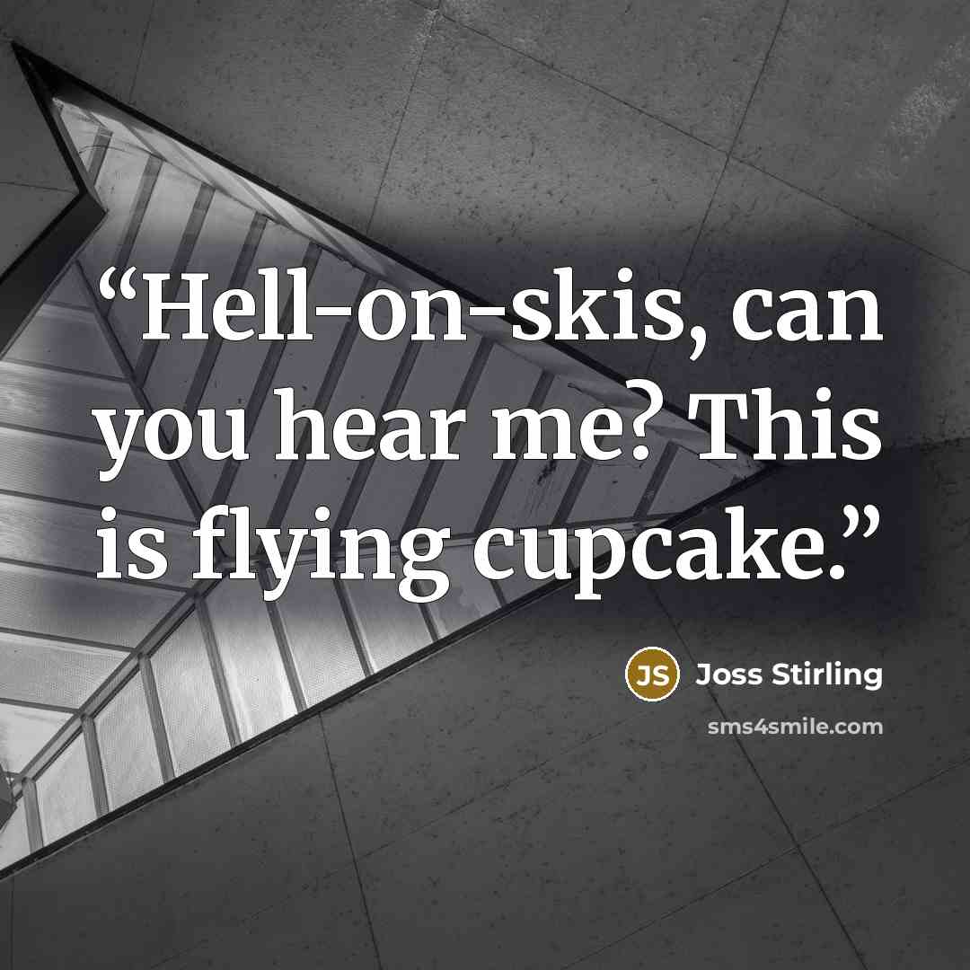 “Hell-on-skis, can you hear me? This is flying cupcake.” quote by Joss Stirling
