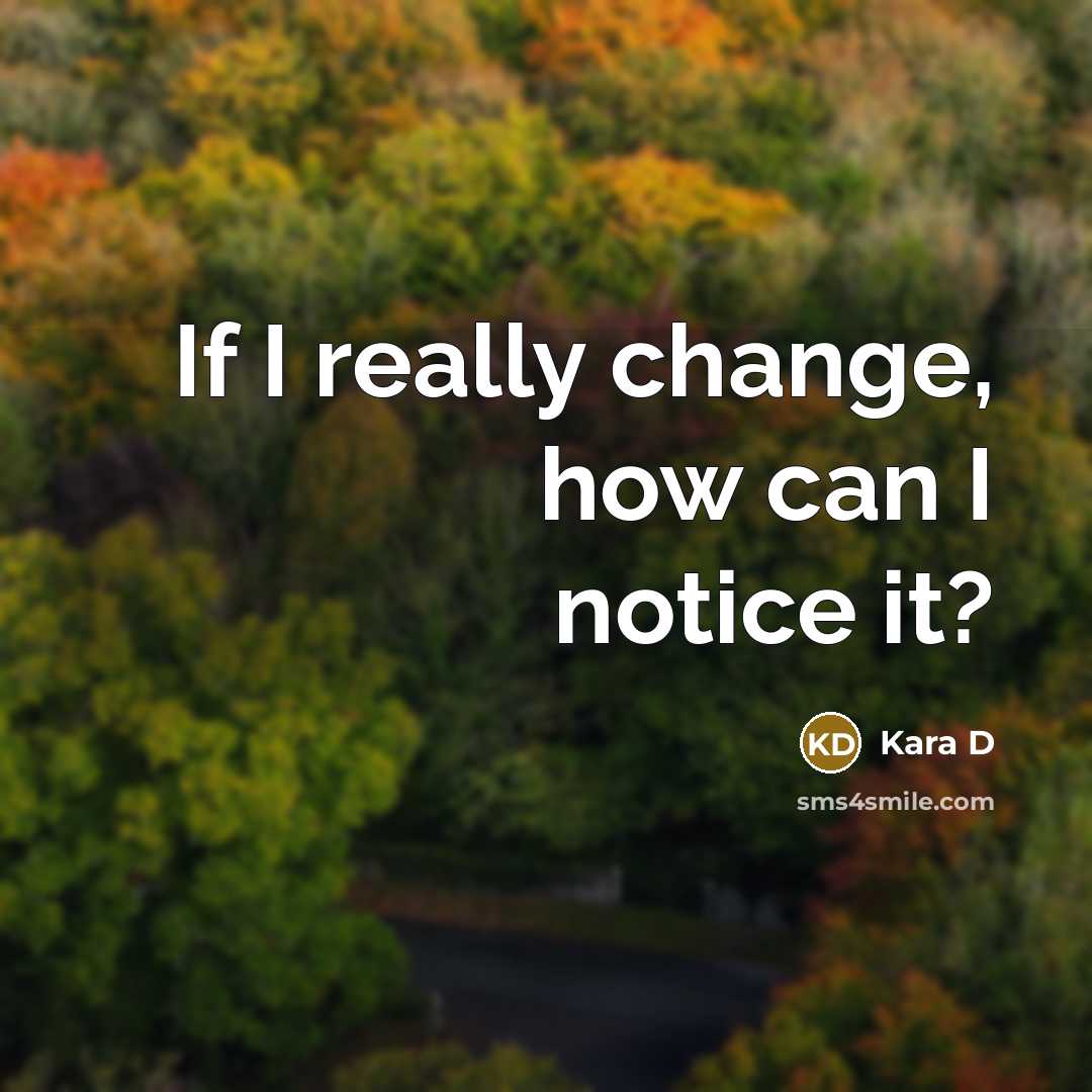 “If I really change, how can I notice it?” quote by Kara D