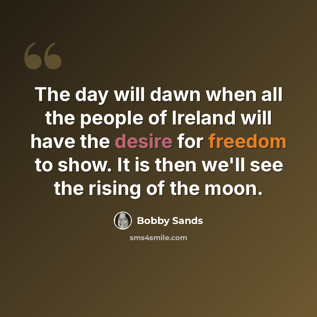 “The day will dawn when all the people of Ireland will have the desire for freedom to show. It is then we'll see the rising of the moon.” quote by Bobby Sands
