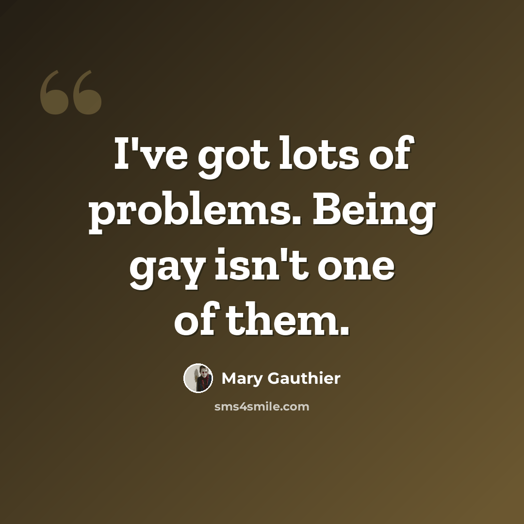 “I've got lots of problems. Being gay isn't one of them.” quote by Mary Gauthier