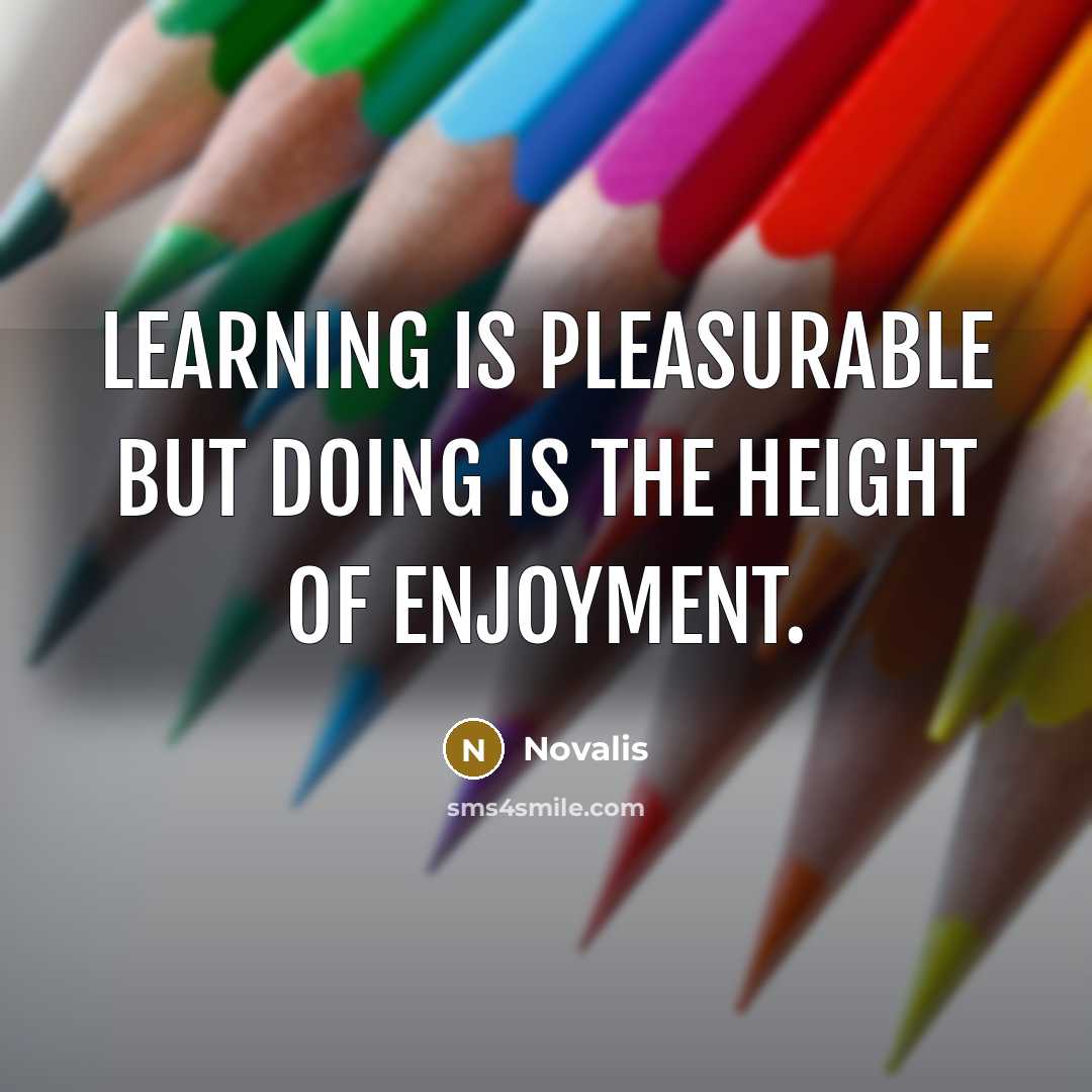 “Learning is pleasurable but doing is the height of enjoyment.” quote by Novalis