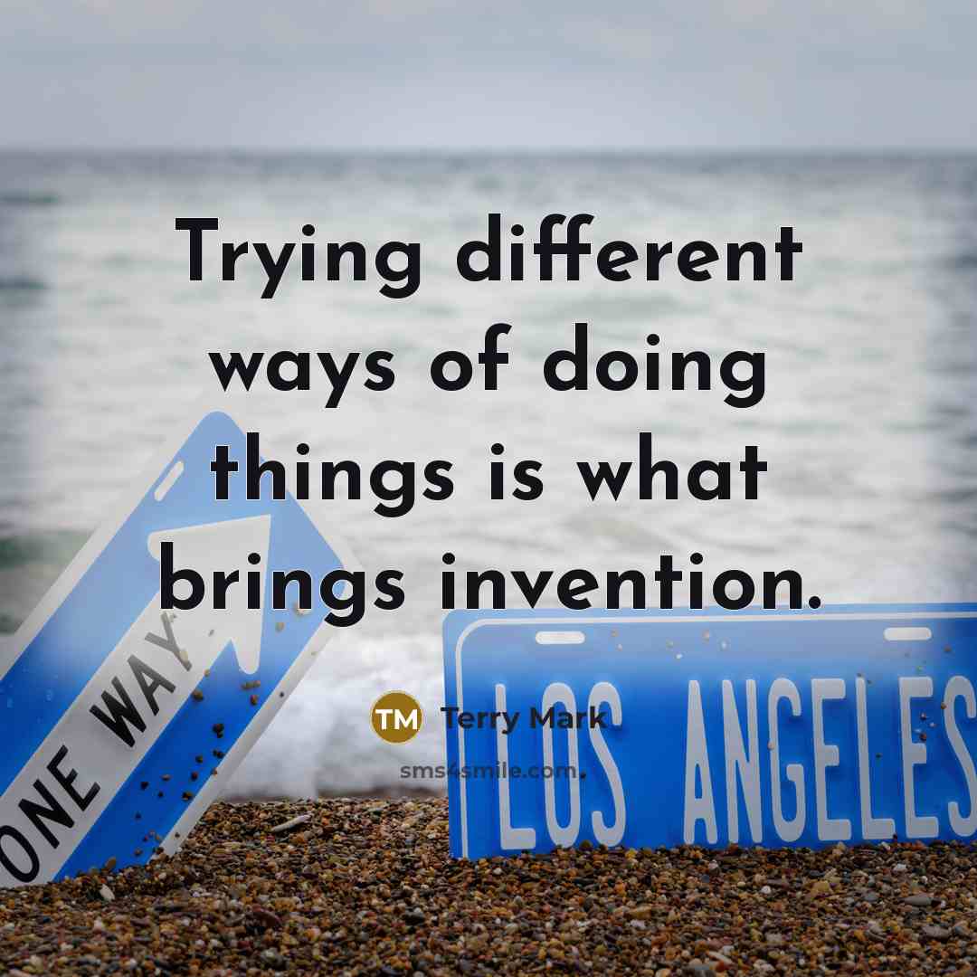 “Trying different ways of doing things is what brings invention.” quote by Terry Mark