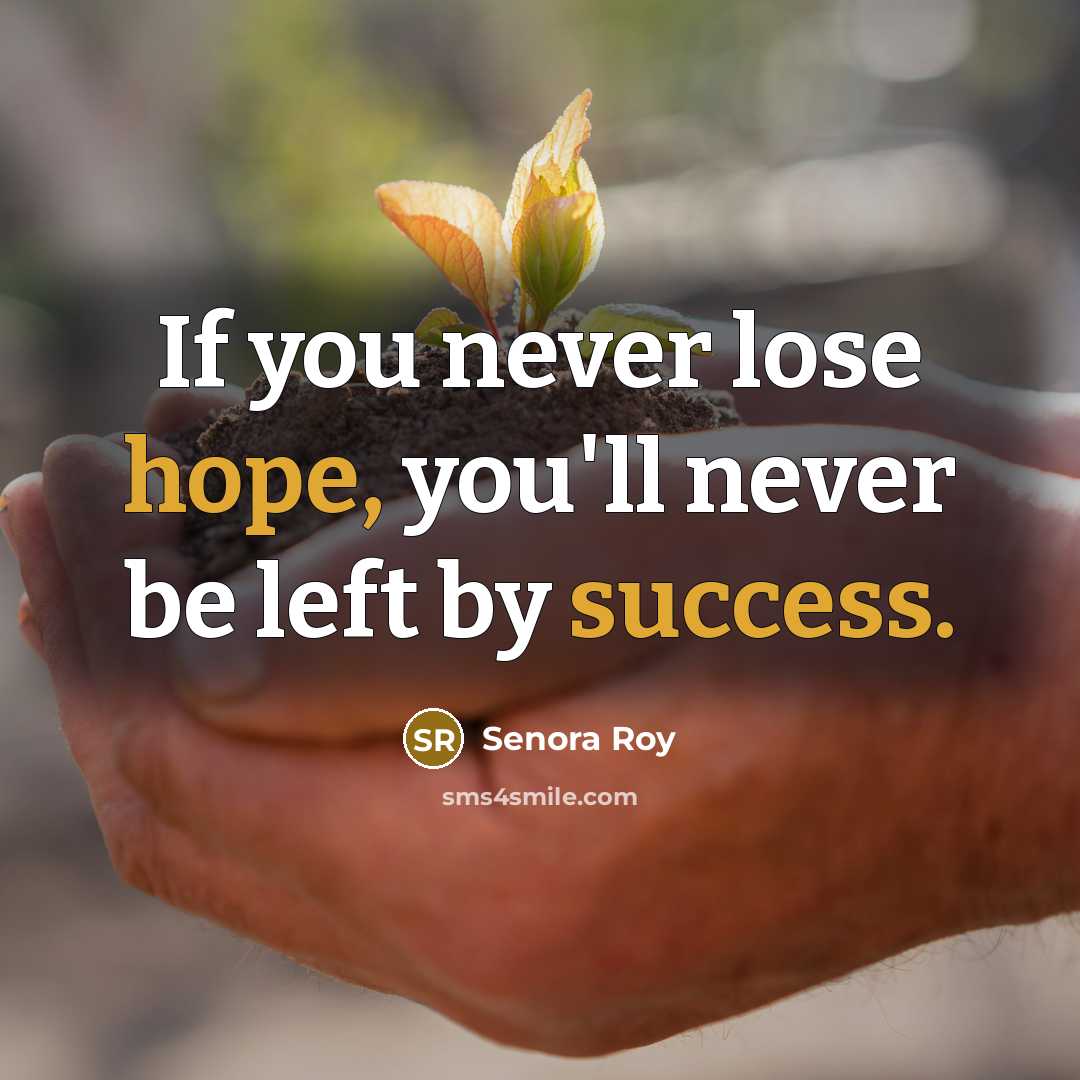 “If you never lose hope, you'll never be left by success.” quote by Senora Roy