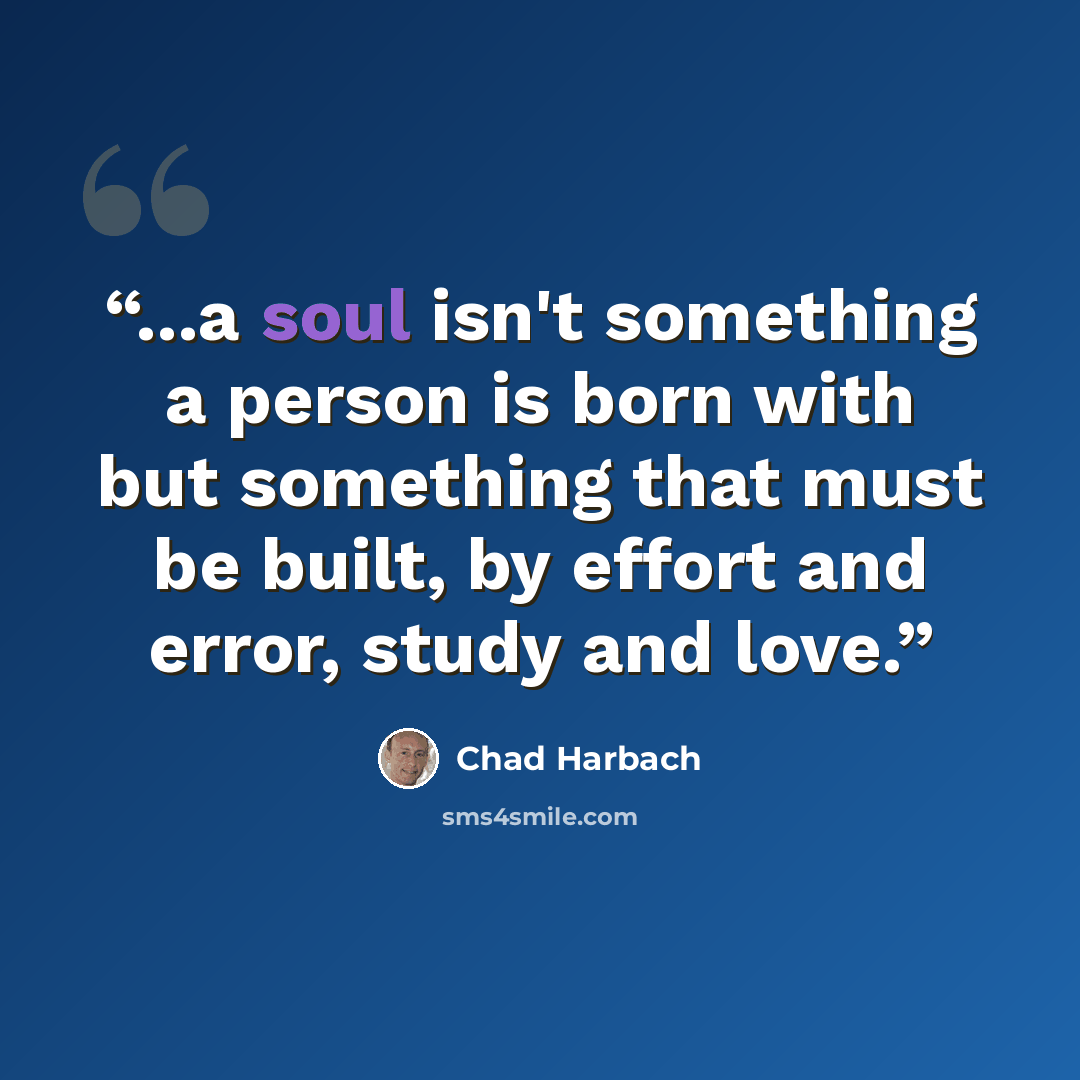 “...a soul isn't something a person is born with but something that must be built, by effort and error, study and love.” quote by Chad Harbach
