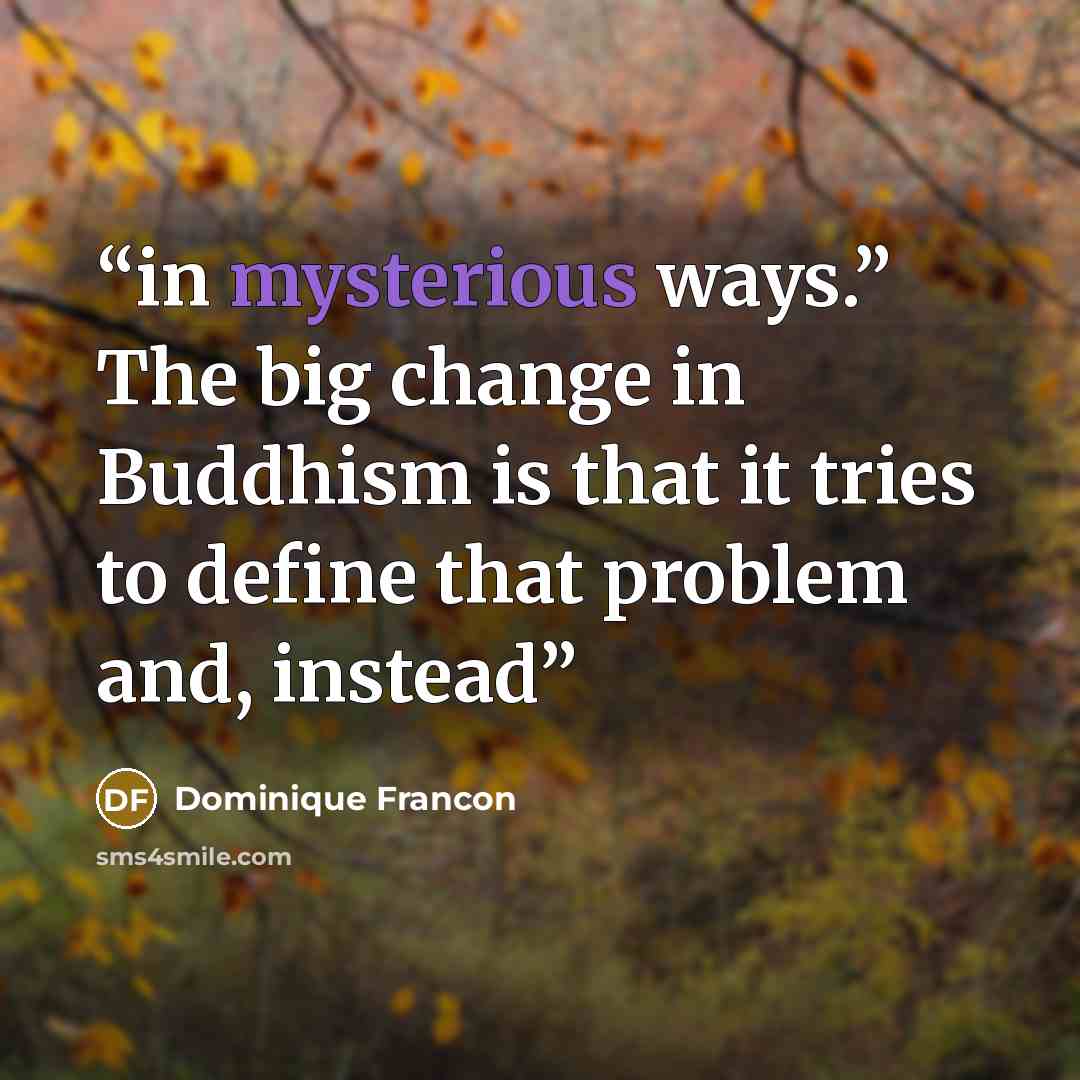 “in mysterious ways.” The big change in Buddhism is that it tries to define that problem and, instead” quote by Dominique Francon