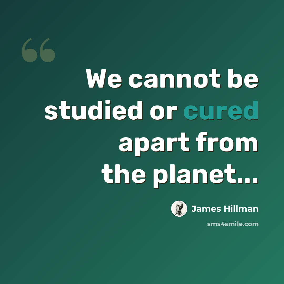 “We cannot be studied or cured apart from the planet...” quote by James Hillman