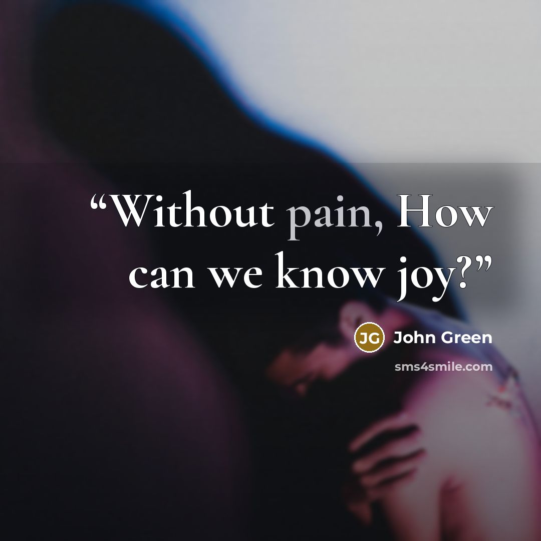 “Without pain, How can we know joy?” quote by John Green