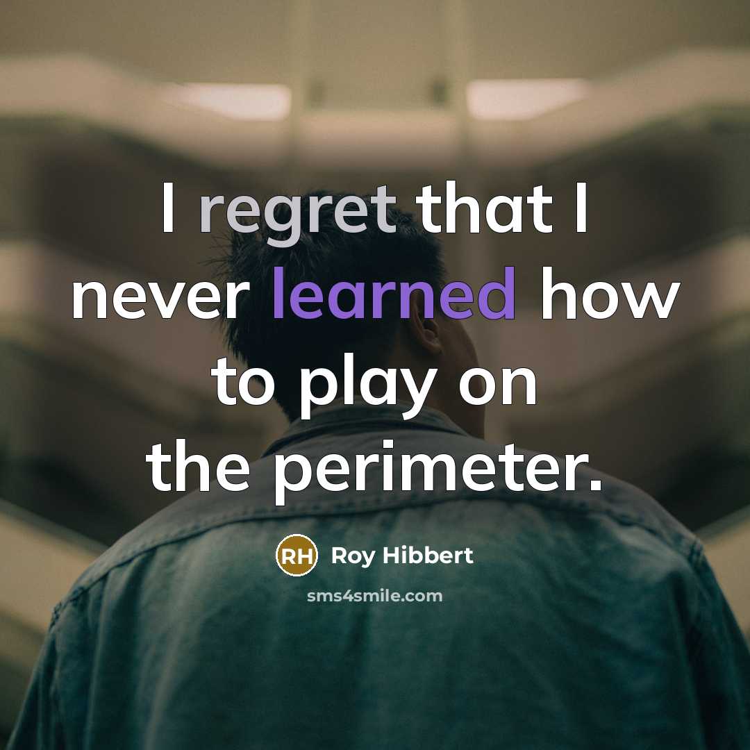 “I regret that I never learned how to play on the perimeter.” quote by Roy Hibbert