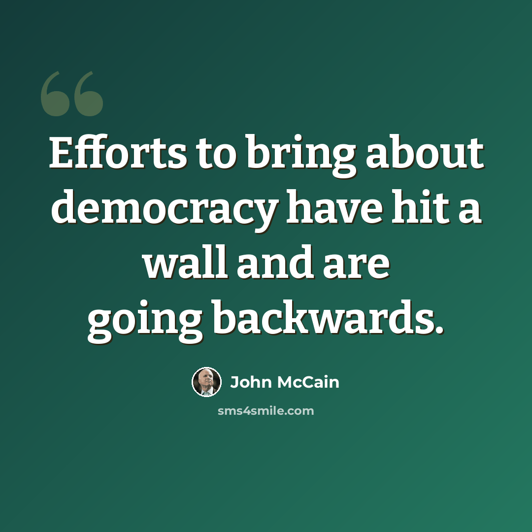 “Efforts to bring about democracy have hit a wall and are going backwards.” quote by John McCain