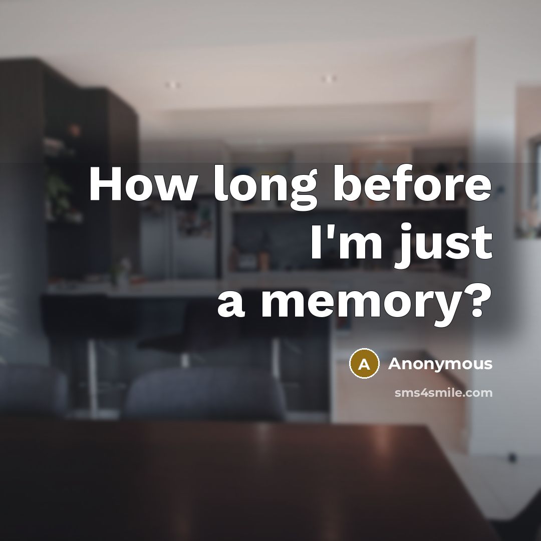 “How long before I'm just a memory?” quote by Anonymous