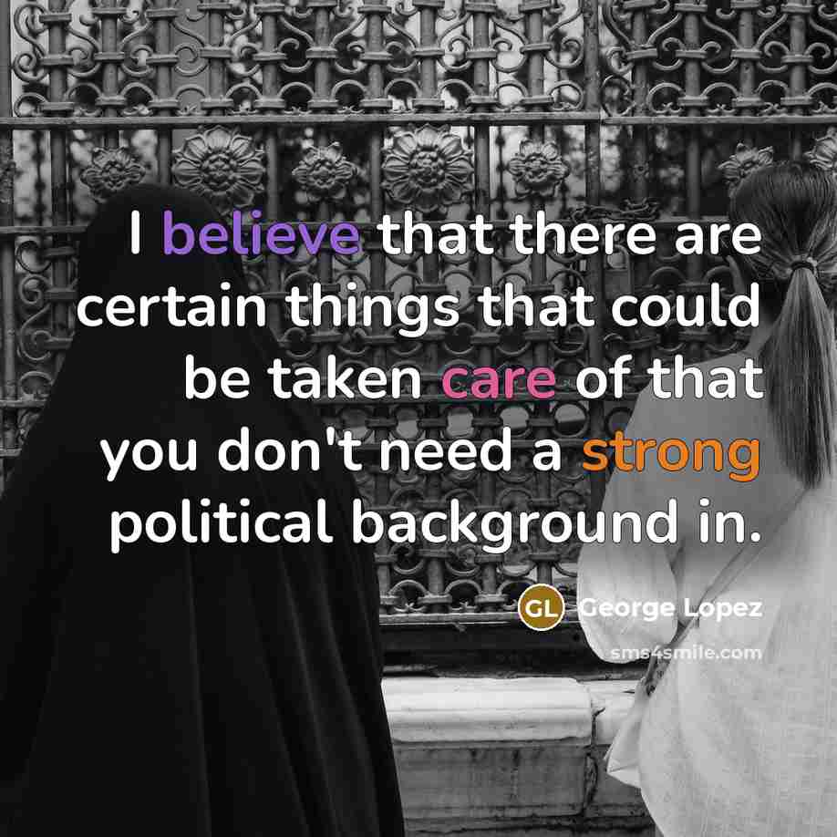 “I believe that there are certain things that could be taken care of that you don't need a strong political background in.” quote by George Lopez