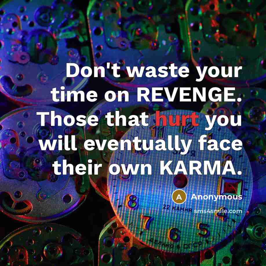 “Don't waste your time on REVENGE. Those that hurt you will eventually face their own KARMA.” quote by Anonymous