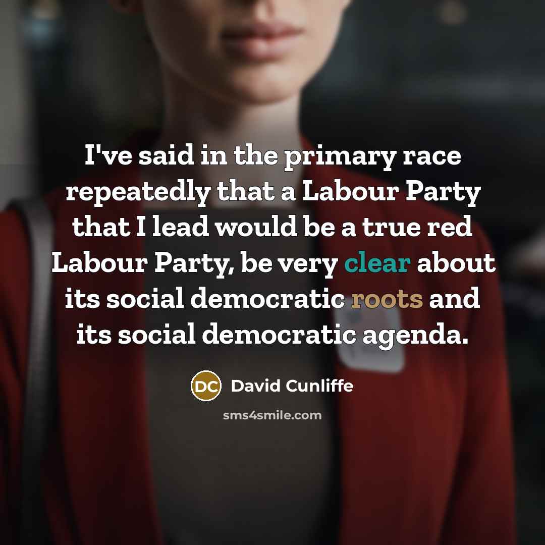 “I've said in the primary race repeatedly that a Labour Party that I lead would be a true red Labour Party, be very clear about its social democratic roots and its social democratic agenda.” quote by David Cunliffe