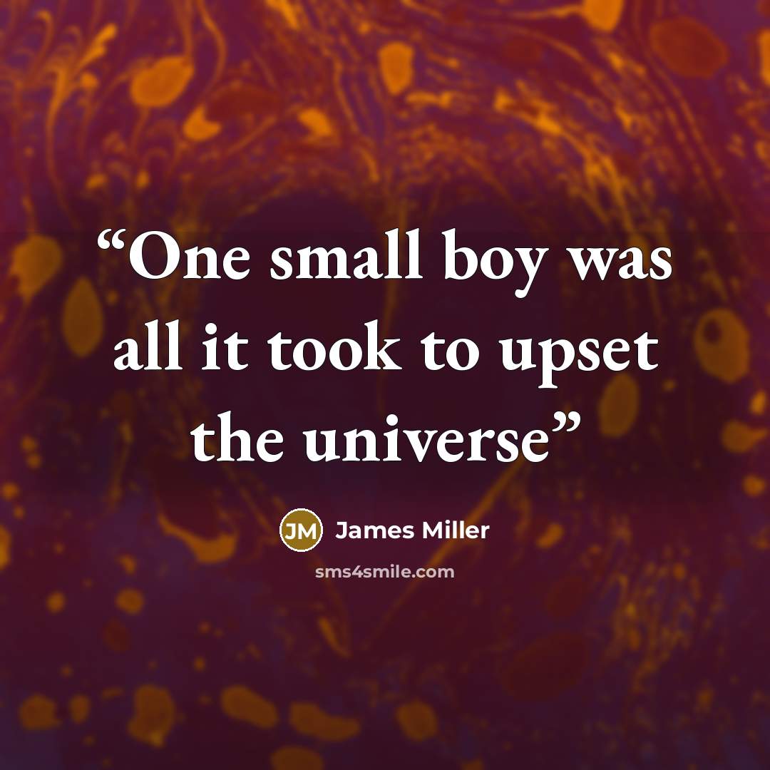 “One small boy was all it took to upset the universe” quote by James Miller