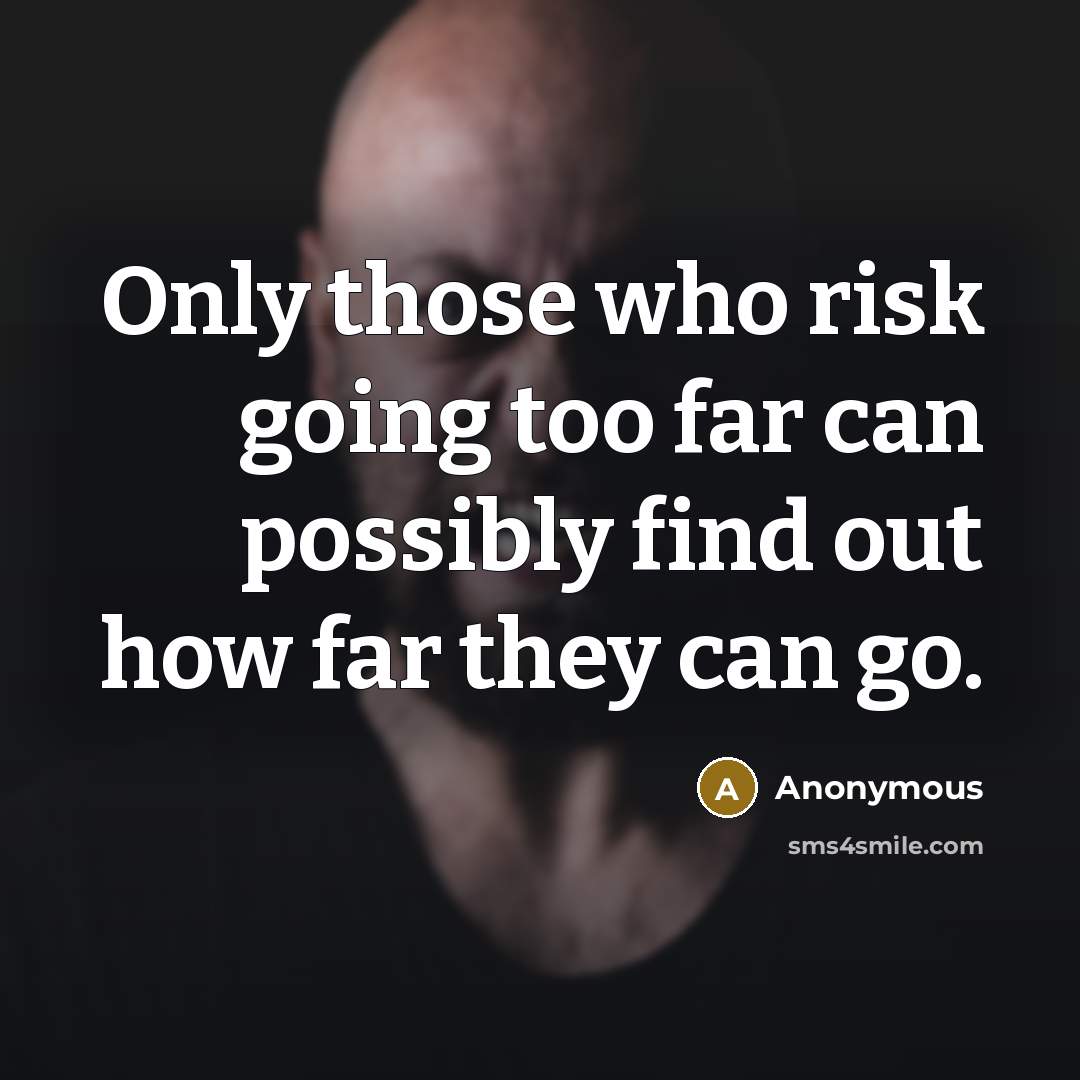 “Only those who risk going too far can possibly find out how far they can go.” quote by Anonymous