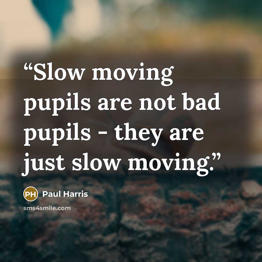 “Slow moving pupils are not bad pupils - they are just slow moving.” quote by Paul Harris