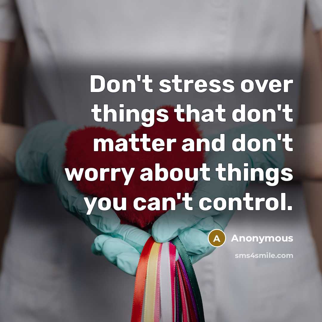 “Don't stress over things that don't matter and don't worry about things you can't control.” quote by Anonymous
