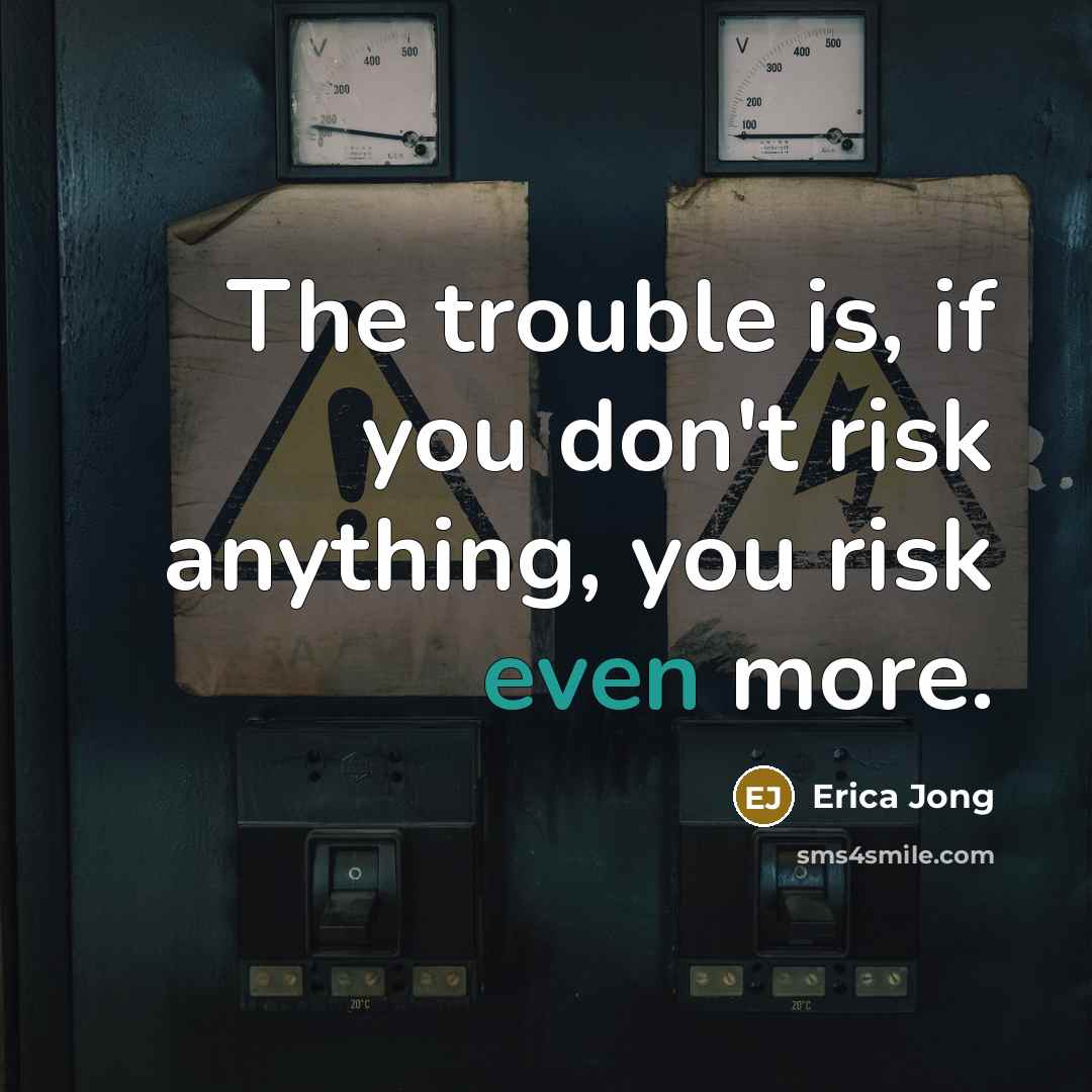 “The trouble is, if you don't risk anything, you risk even more.” quote by Erica Jong