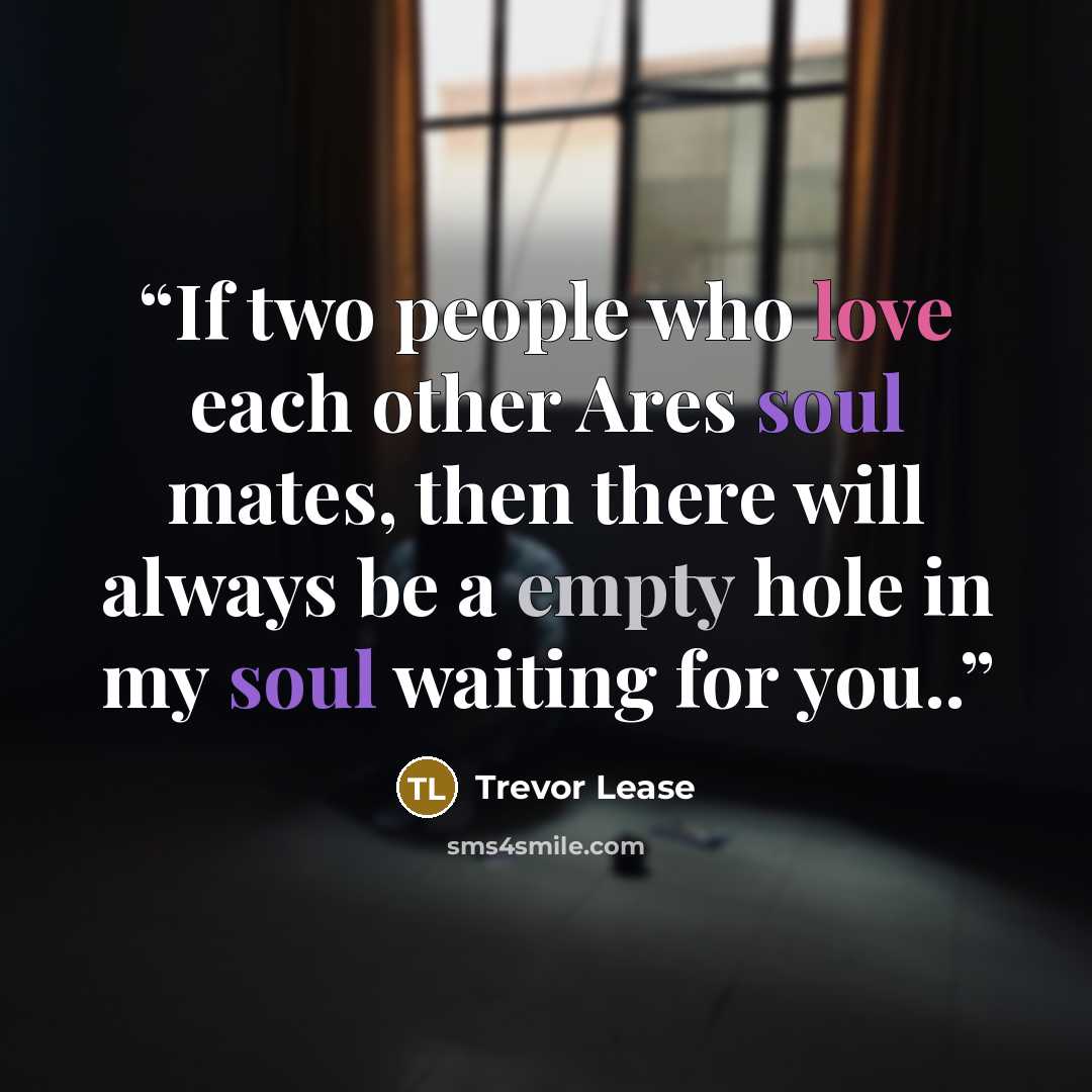 “If two people who love each other Ares soul mates, then there will always be a empty hole in my soul waiting for you..” quote by Trevor Lease