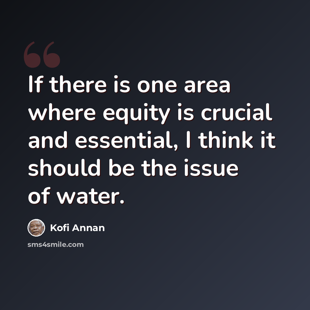 “If there is one area where equity is crucial and essential, I think it should be the issue of water.” quote by Kofi Annan