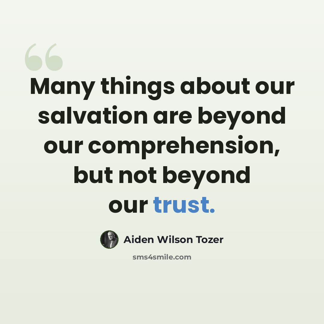 “Many things about our salvation are beyond our comprehension, but not beyond our trust.” quote by Aiden Wilson Tozer