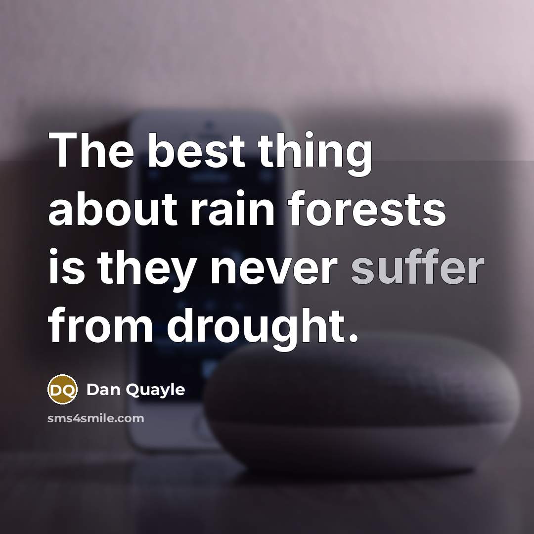 “The best thing about rain forests is they never suffer from drought.” quote by Dan Quayle
