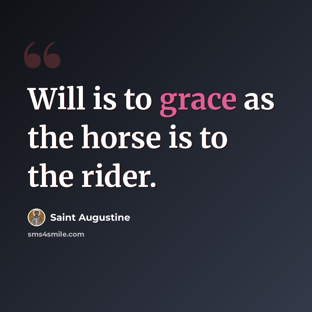 “Will is to grace as the horse is to the rider.” quote by Saint Augustine