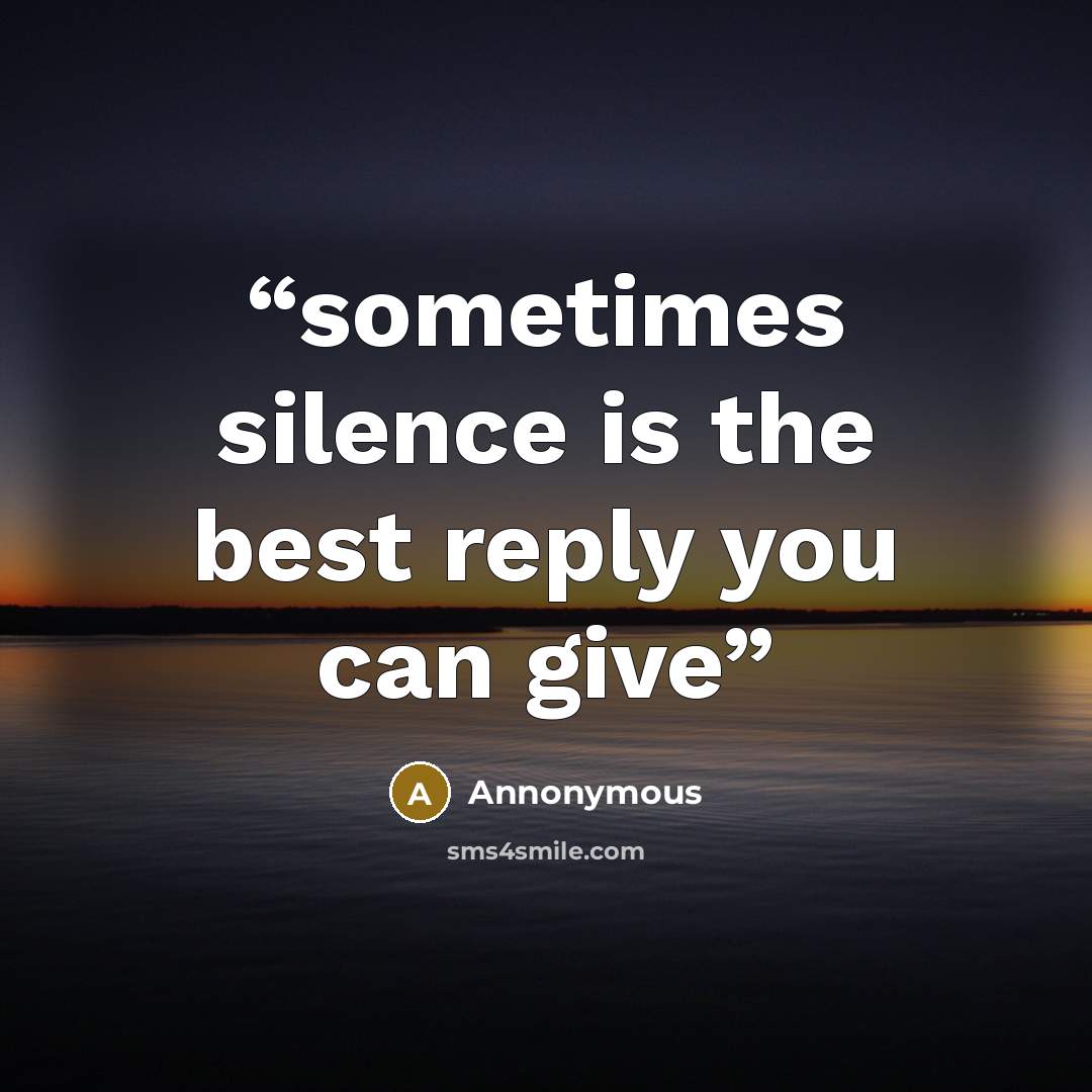 “sometimes silence is the best reply you can give” quote by annonymous