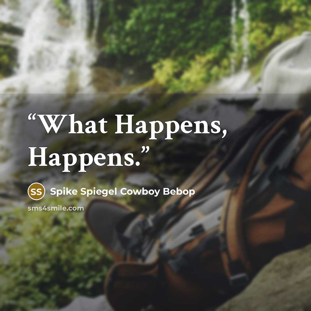 “What Happens, Happens.” quote by Spike Spiegel Cowboy Bebop