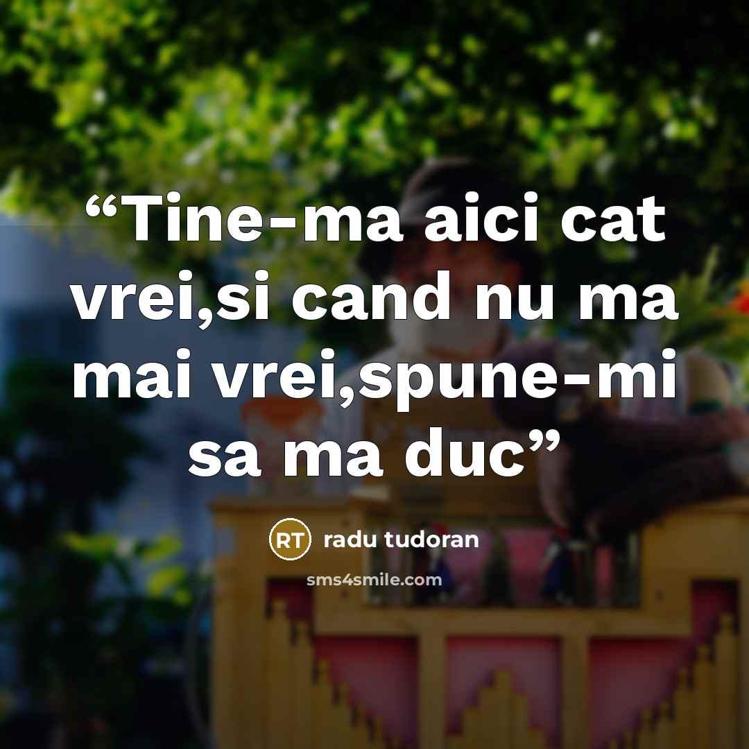 “Tine-ma aici cat vrei,si cand nu ma mai vrei,spune-mi sa ma duc” quote by Radu Tudoran