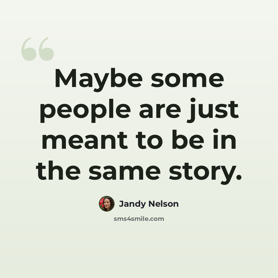 “Maybe some people are just meant to be in the same story.” quote by Jandy Nelson