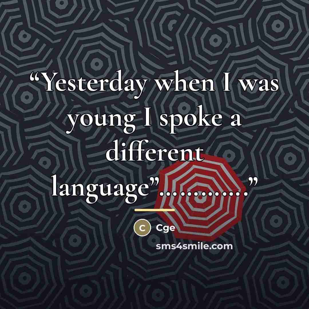 “Yesterday when I was young I spoke a different language”………….” quote by CGE