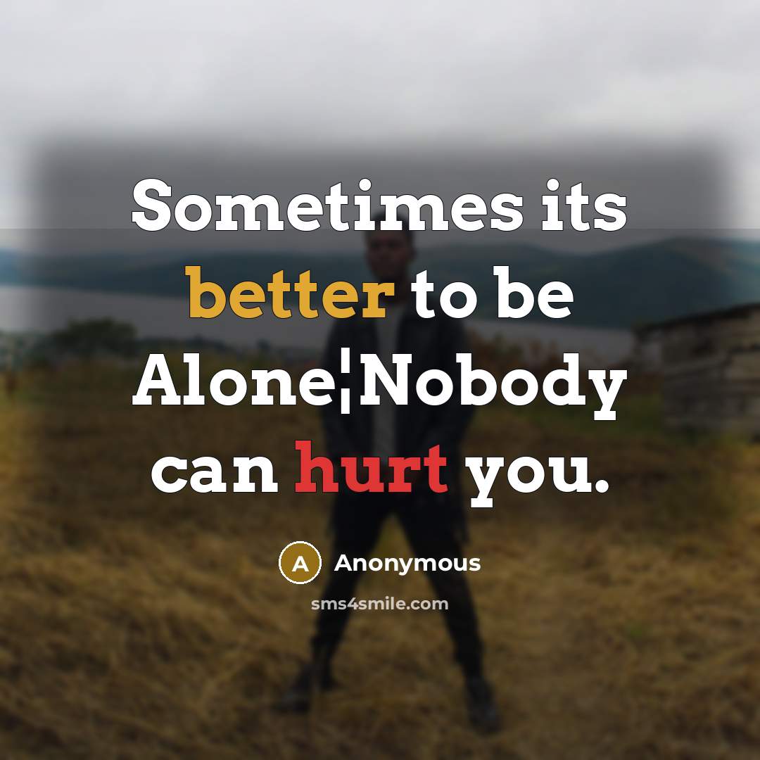 “Sometimes its better to be Alone¦Nobody can hurt you.” quote by Anonymous