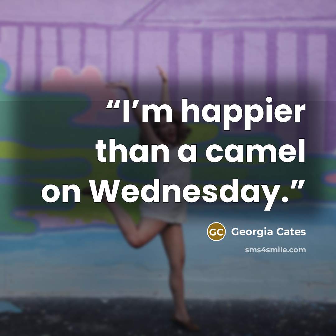 “I’m happier than a camel on Wednesday.” quote by Georgia Cates