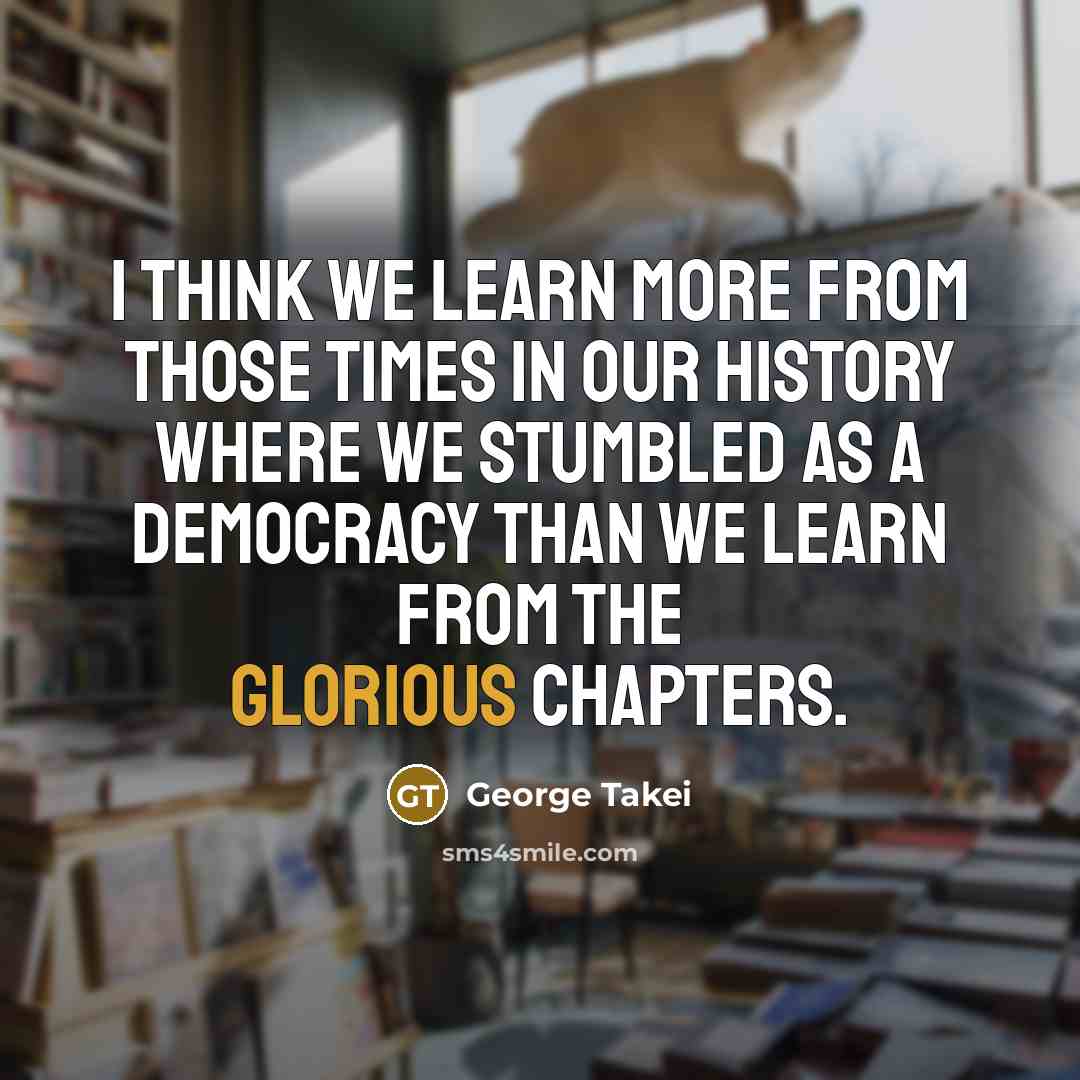“I think we learn more from those times in our history where we stumbled as a democracy than we learn from the glorious chapters.” quote by George Takei