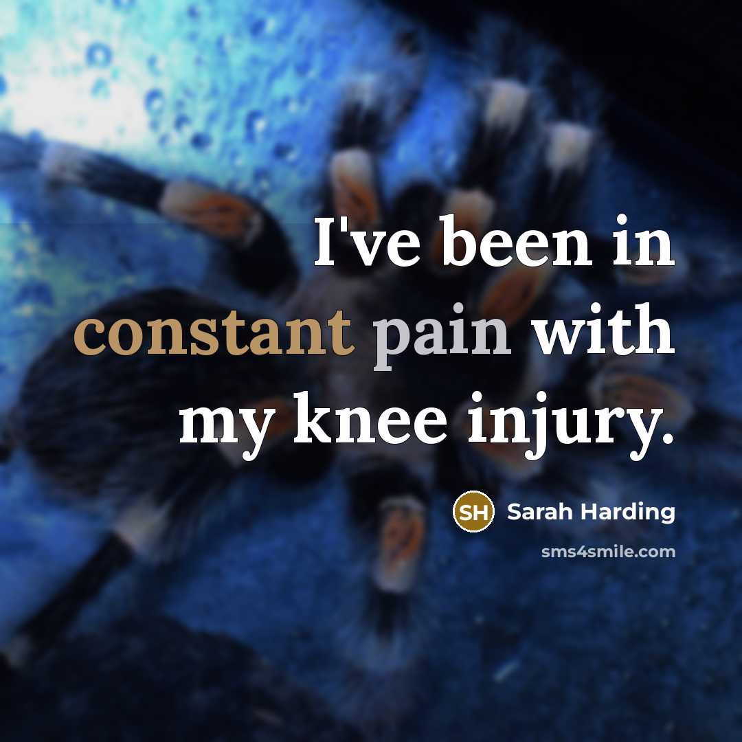 “I've been in constant pain with my knee injury.” quote by Sarah Harding