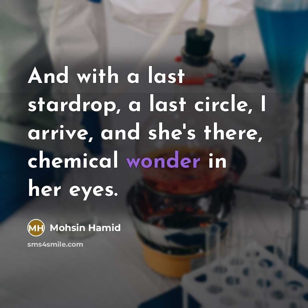 “And with a last stardrop, a last circle, I arrive, and she's there, chemical wonder in her eyes.” quote by Mohsin Hamid